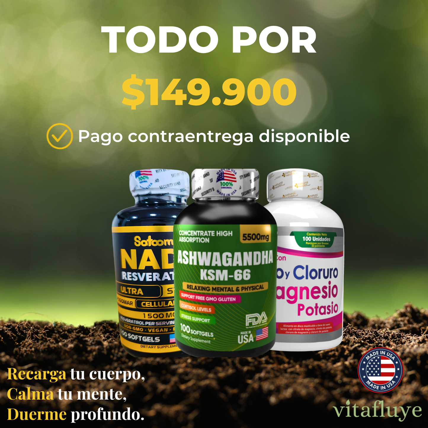 💊 Combo Premium Total: Ashwagandha, NAD+ y Citrato de Magnesio
