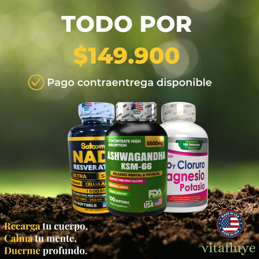 💊 Combo Premium Total: Ashwagandha, NAD+ y Citrato de Magnesio